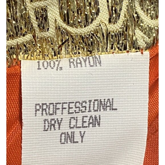 Vintage Cache Orange Rayon Size 4 Pencil Mini Skirt Elastic Waist Zip Holiday - Picture 9 of 10